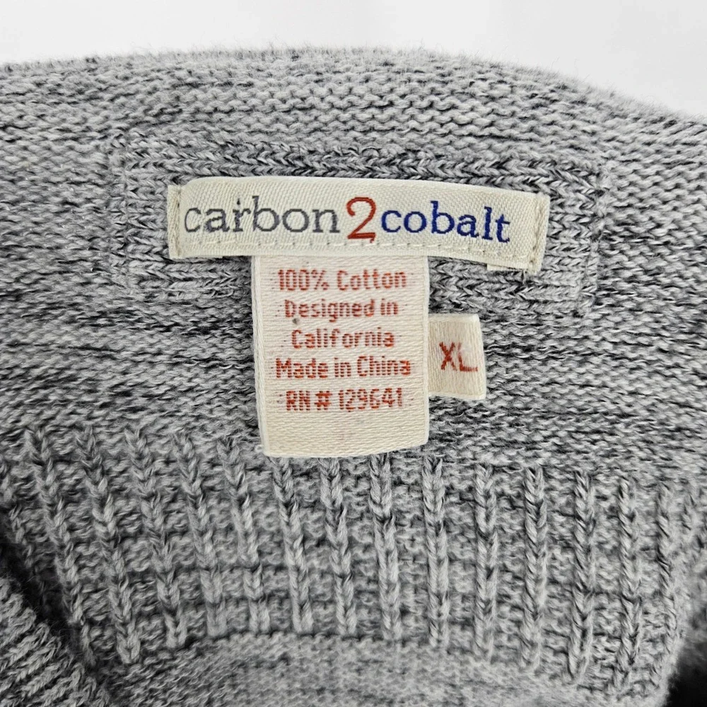 Carbon 2 Cobalt‎ Sweater Mens XL Gray Elbow Patch Textured V Neck Casual